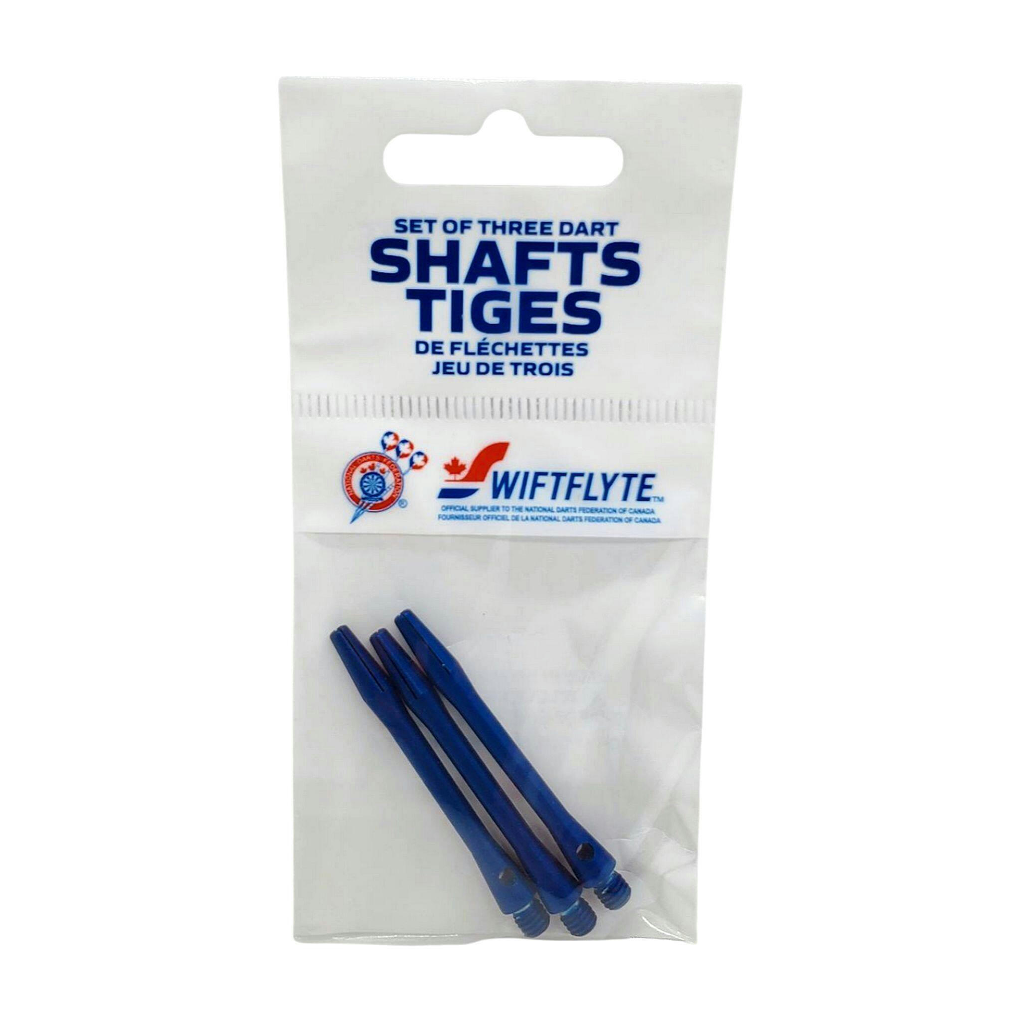 Swiftflyte™ Professional Anodized Aluminum Dart Shafts, Medium Length, Assorted, 3-pk, Available in Black, Red, or Blue, Colours May Vary