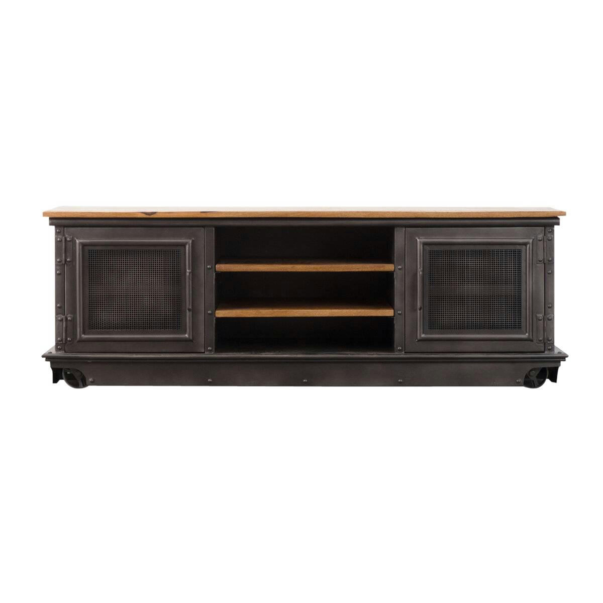 LAZARE - Meuble TV en métal marron 147 cm