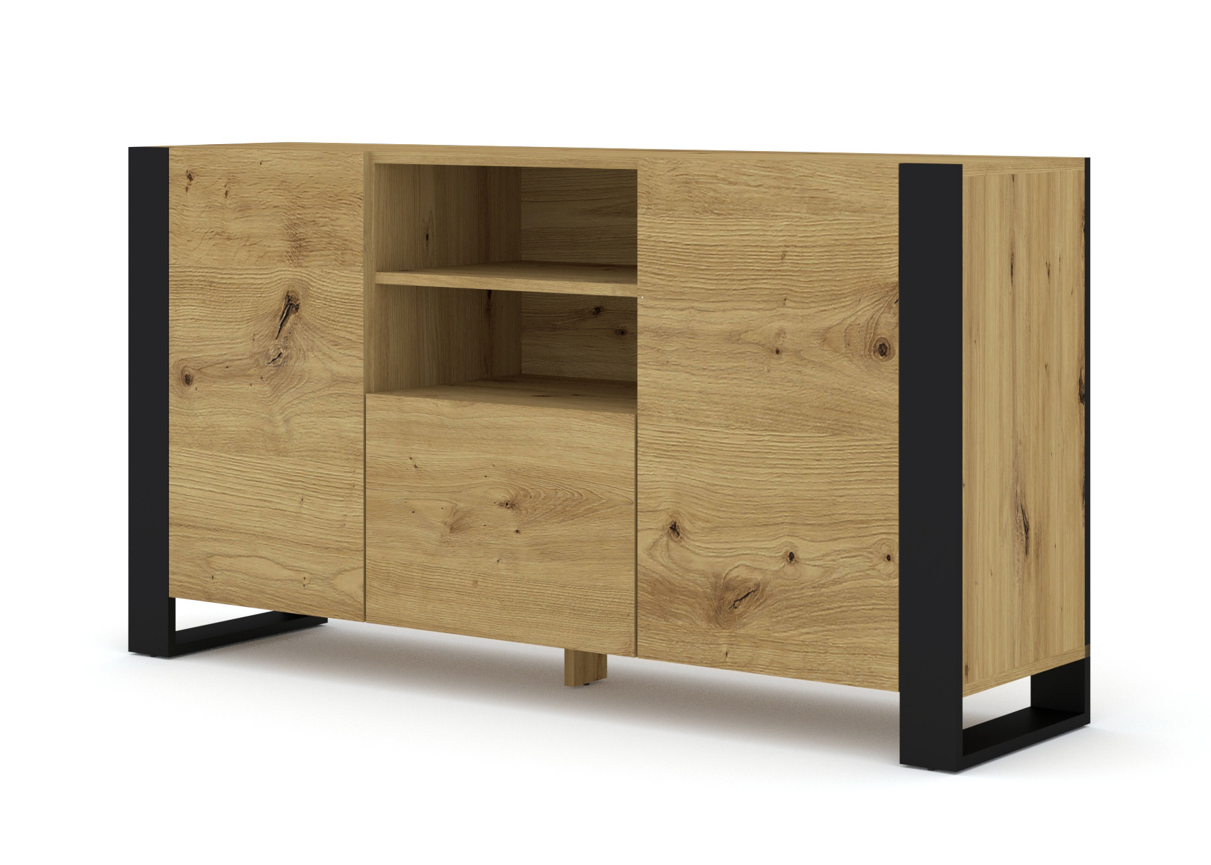 Komoda MONDI 158 cm dąb artisan czarna stojąca