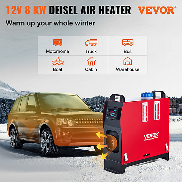 Mophorn chauffage stationnement voiture 8kW 12V, switch LCD, sortie d'air unique, pour camping-car, camions