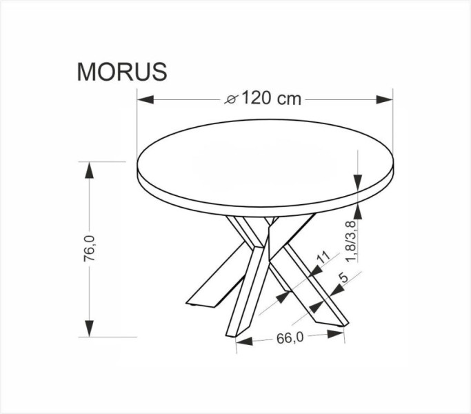 Stół okrągły MORUS 120x120 dąb naturalny