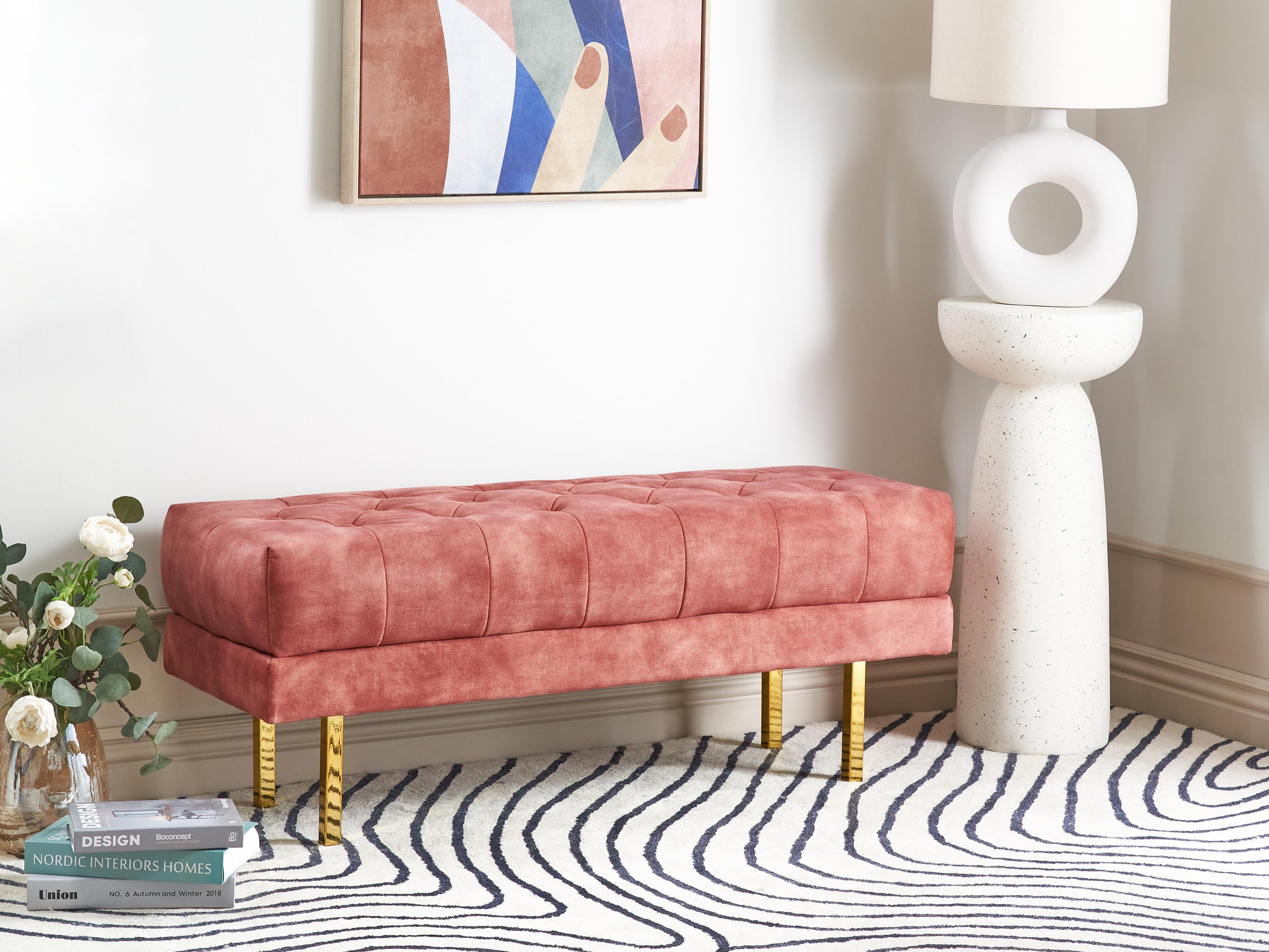 Upholstered Bench ROSEVILLE Velvet Pink