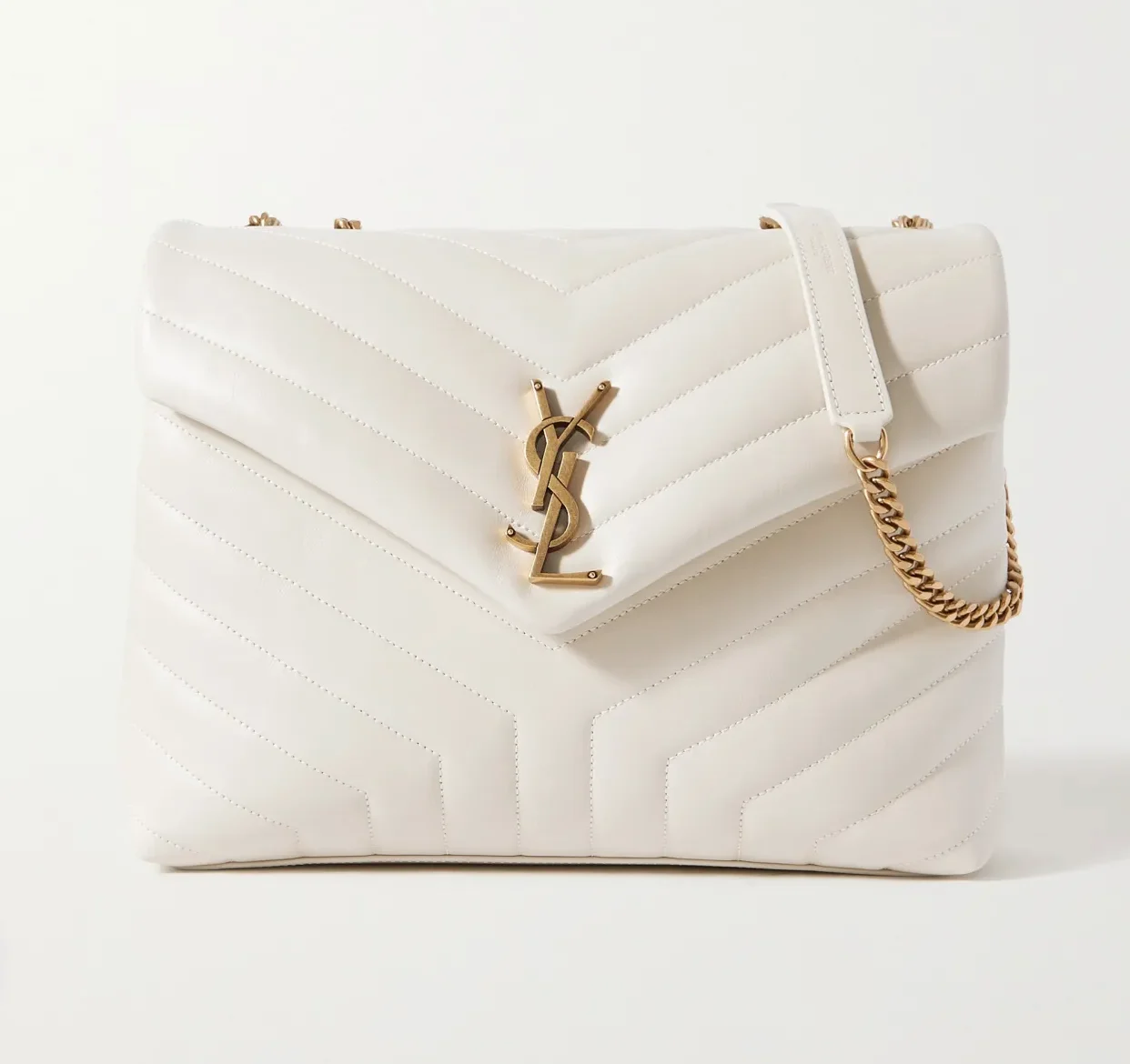 Saint Laurent YSL Loulou medium quilted leather shoulder bag white