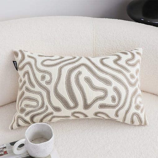SOGA 2X 30cm Gray White Abstract Swirl Pattern Decorative Throw Pillow