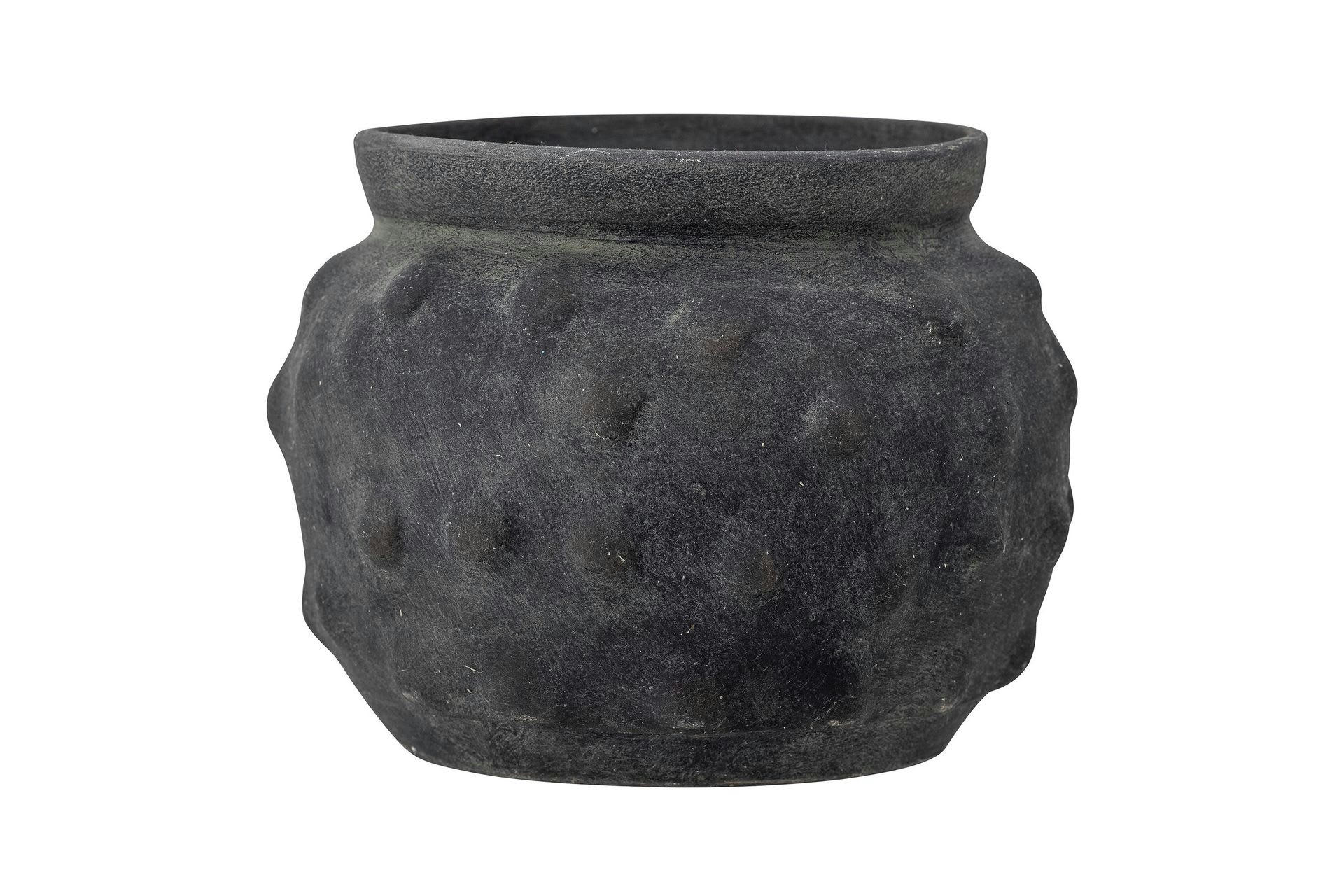 LISEN - Pot de fleurs décoratif en terre cuite gris H21.50cm