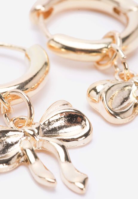 Womens Gold Huggy Bow Hoop Earrings