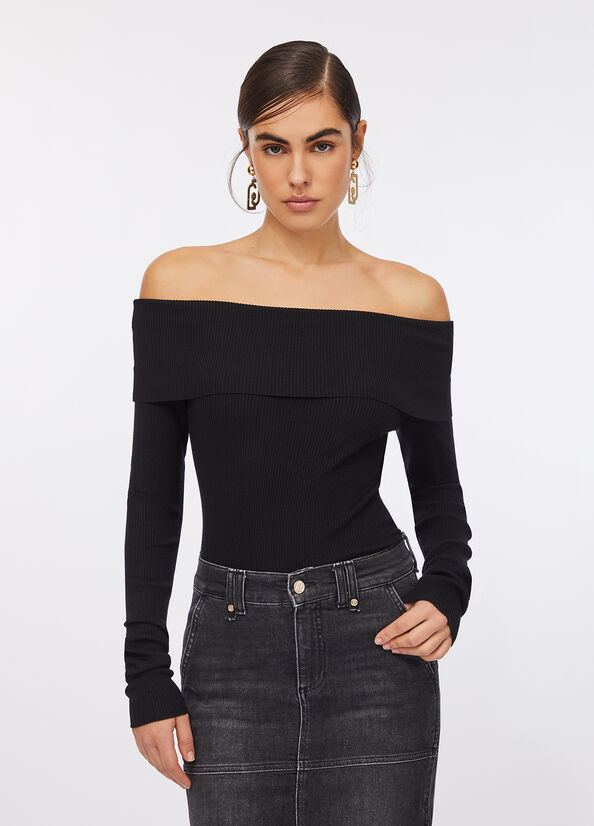 Maglia con scollo bardot