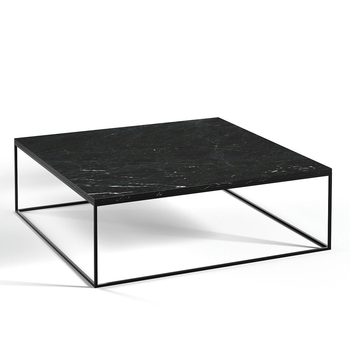 Table basse métal acier noir et marbre, Mahaut