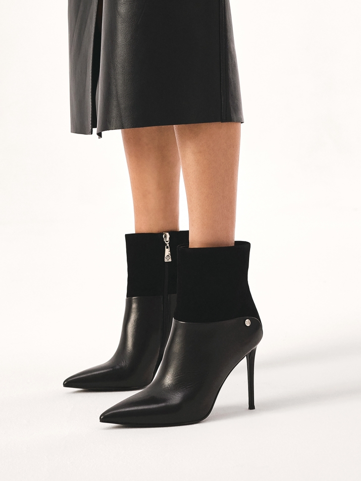 Elegant black boots on a slender stiletto heel