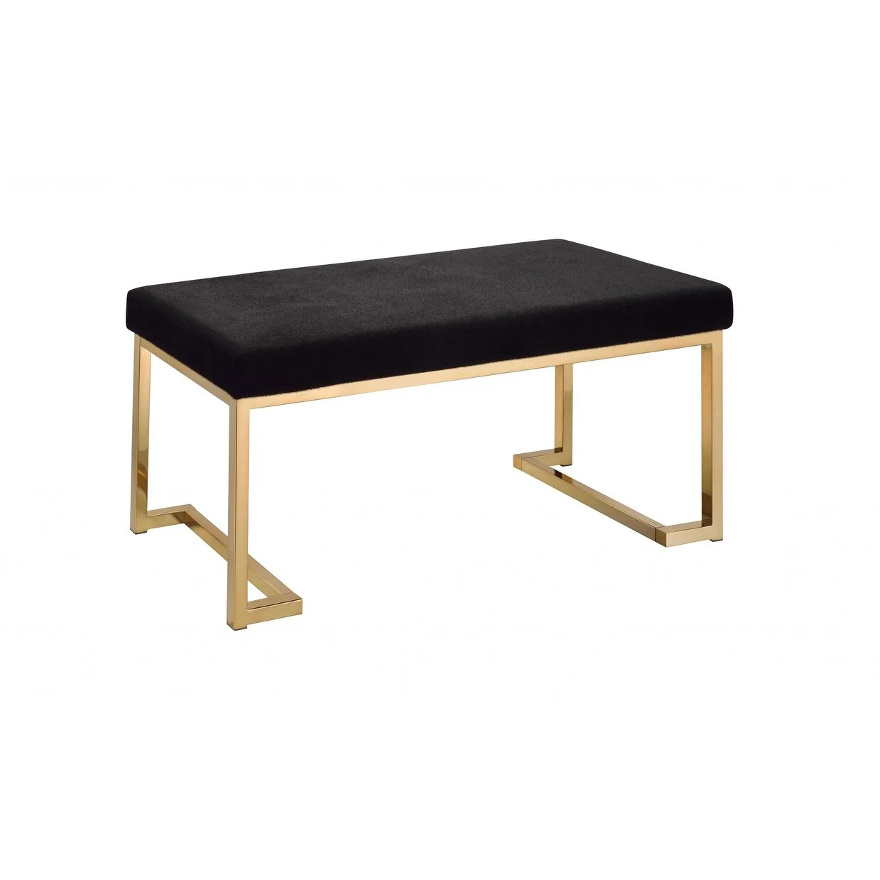 40 Inch Bedroom Bench with Upholstered Seat and Champagne Metal Legs - 40” x 16” x 18”