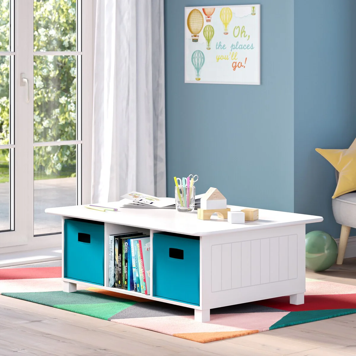 RiverRidge Kids Desk, Activity and Play Table with 6 Storage Cubbies