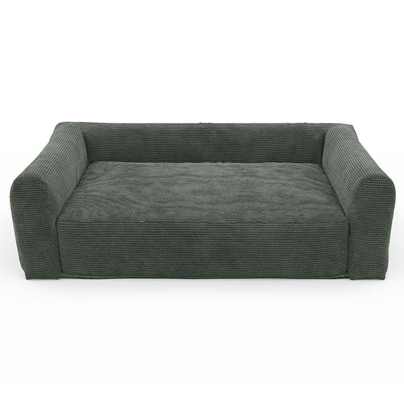 LEONARD - Panier pour chien en tissu velours côtelé vert taille s