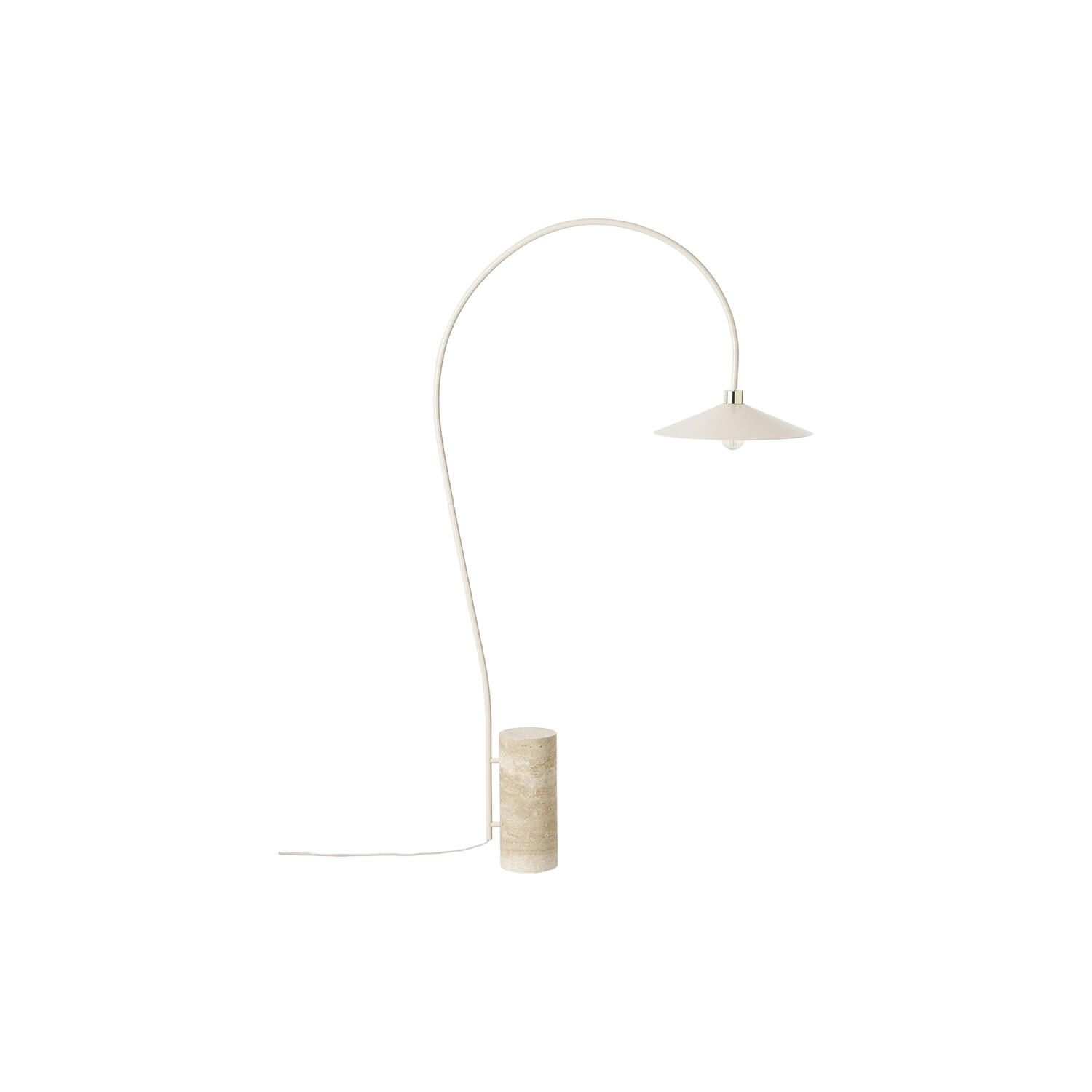 Cora Arc Floor Lamp with Travertine Base, beige