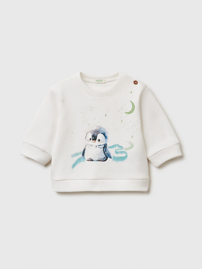 Hoodie with print in cotton blend