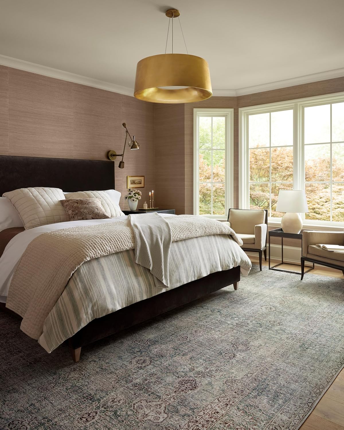 Loloi Chris Loves Julia Jules Collection JUL-08 Emerald/Antique Ivory 8'-6'' x 11'-6'', .13 Pile Height, Area Rug