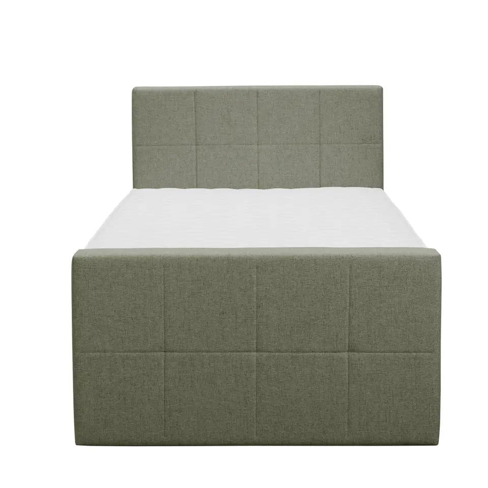 Boxspring met opbergruimte en voetbord Liv geblokt - groen - 120x200cm