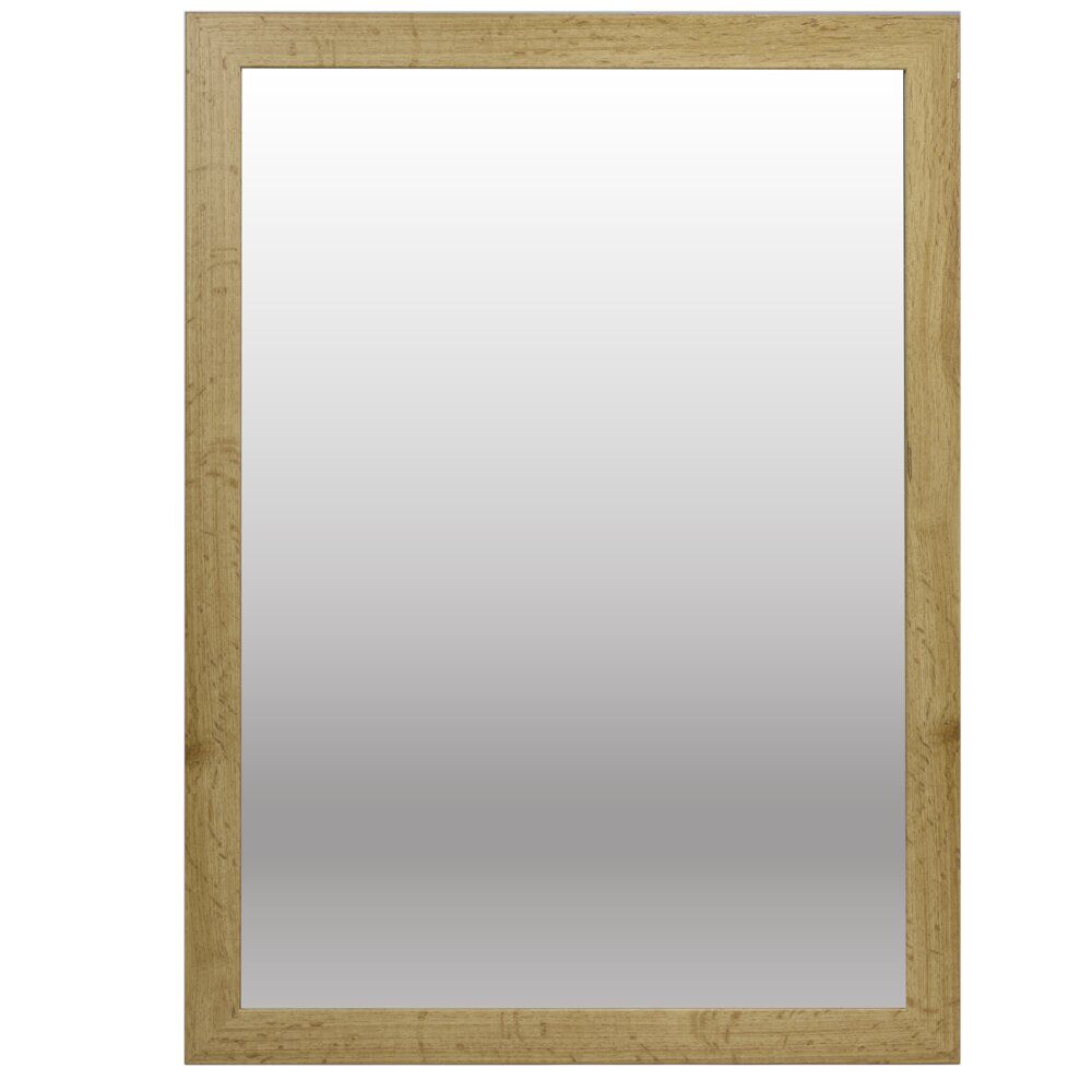 Miroir bord bois et verre hètre marron 50x70cm