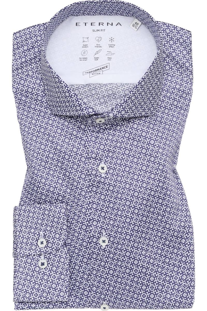 ETERNA Performance Slim Fit Tencel Hemd marine, Bedruckt
