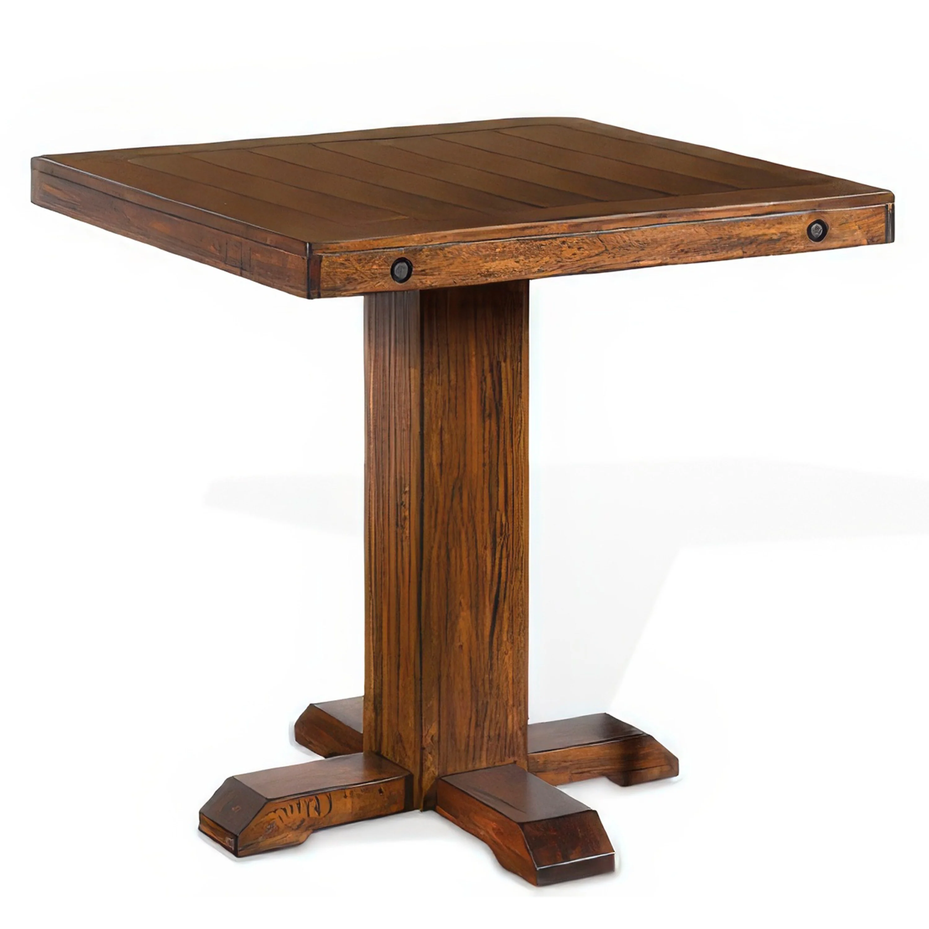 Reggie Bar Table, Adjustable Pedestal Base, 36 Inch Square Top, Brown