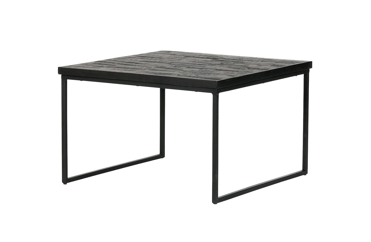 BEPUREHOME - Table d'appoint carrée en bois et métal noir