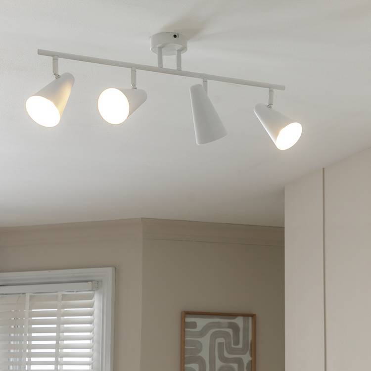 Habitat Steel 4 Lights Spotlight Bar - Matt White