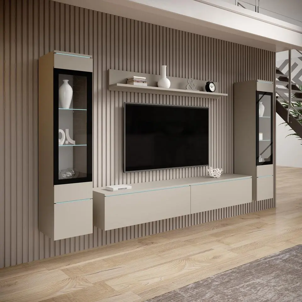 Meubella - Variety - Wandmeubel - Beige - 180x33x32 cm