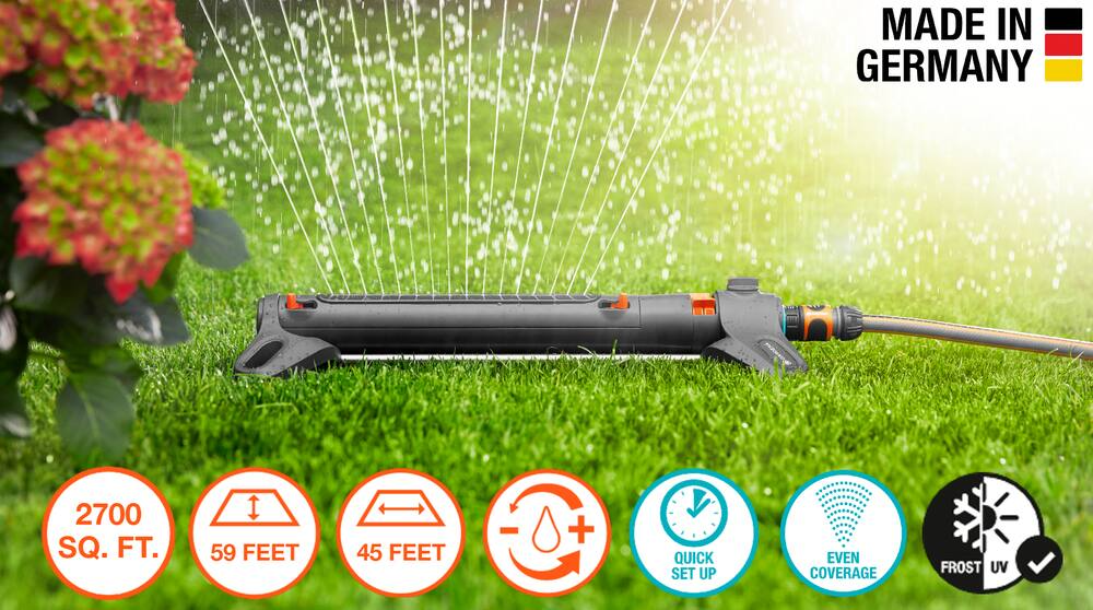 Gardena Comfort Vario Aquazoom Oscillating Lawn Water Sprinkler, 2700 sq.ft