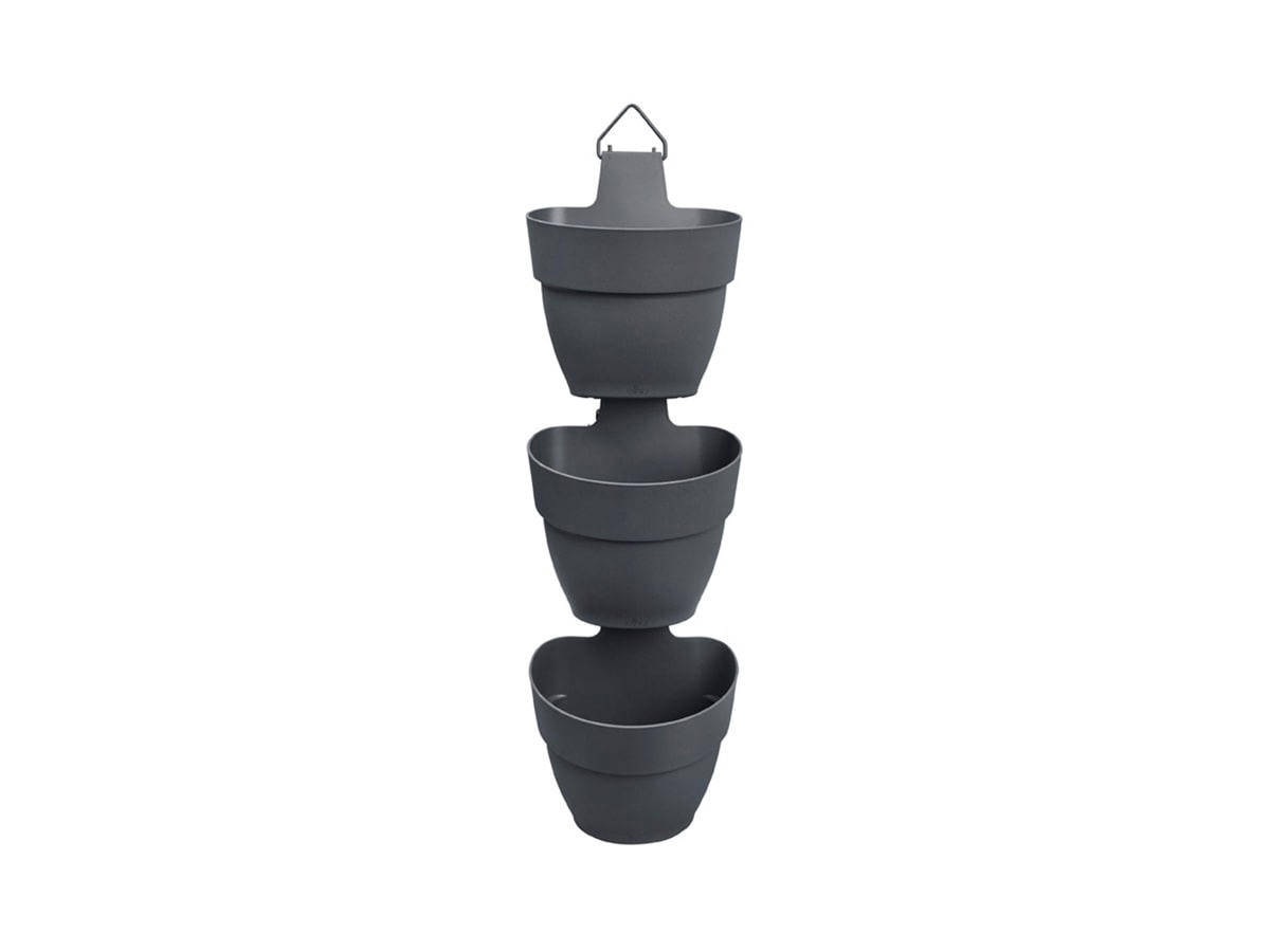 VIBIACAMPANA - Pack de 3 balconnières rondes 17x30 cm en polypropylène anthracite