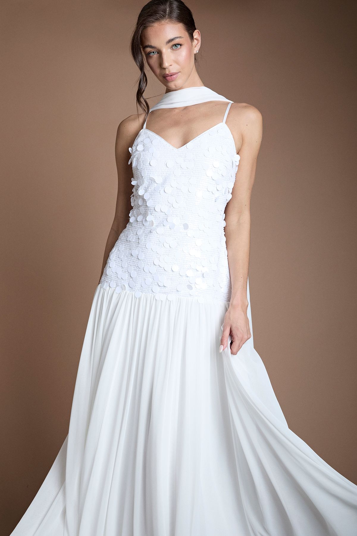 Coast Muse Sequin and Mesh Maxi Wedding Dress
