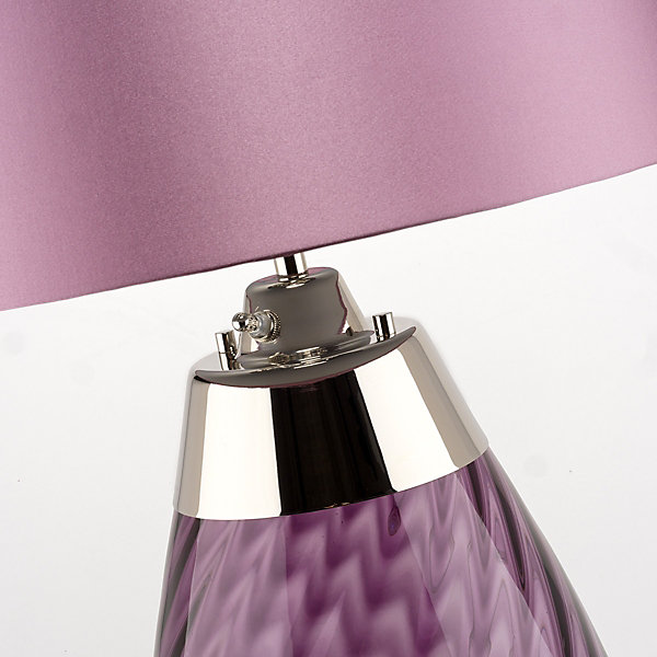 Elstead Lena Petite Lampe de Table Prune à 2 Lumières, Verre Teinté Prune, Abat-Jour Heather, E27