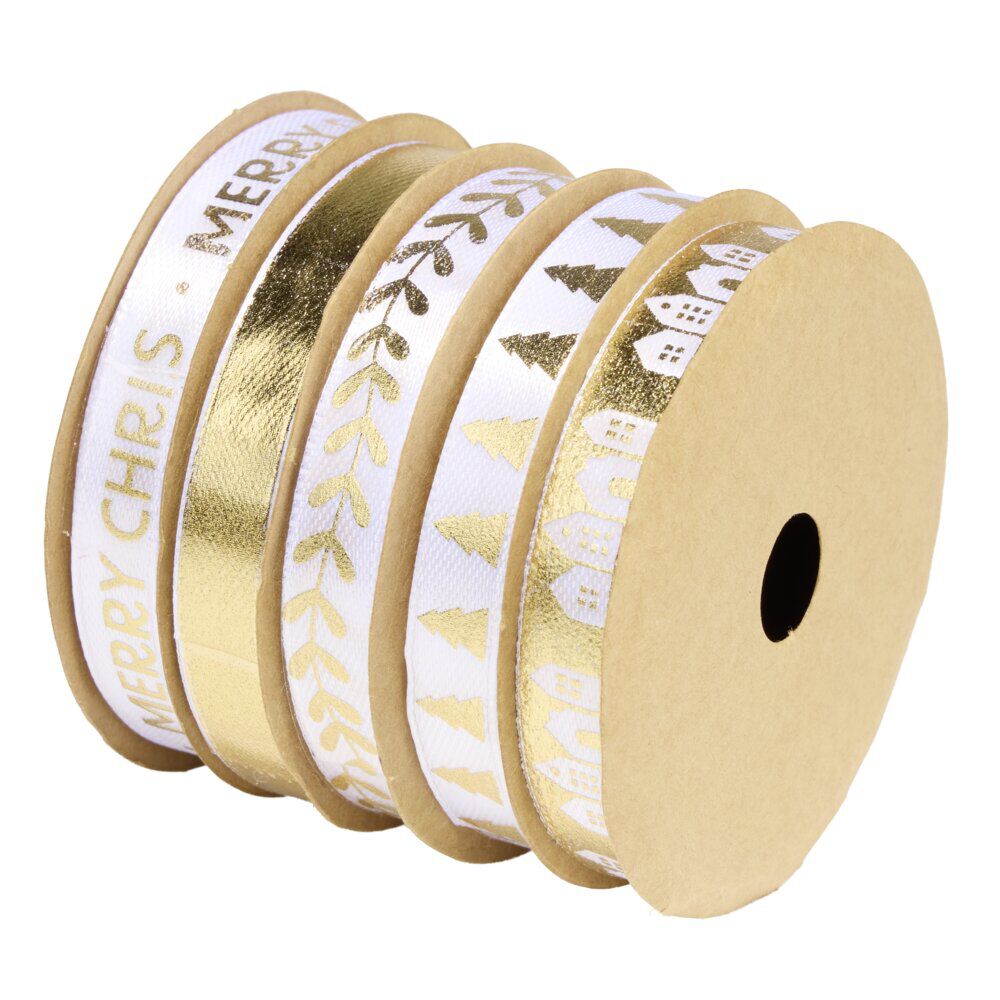 Rubans de No&euml;l x5 dorés L200cm