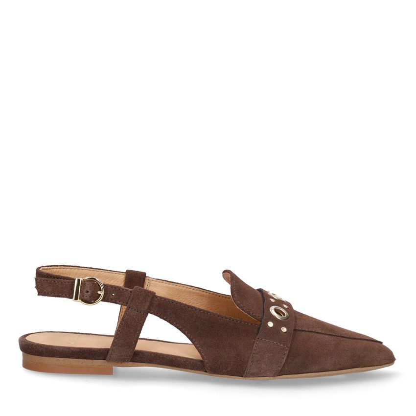 Manfield Bruine suède slingbacks