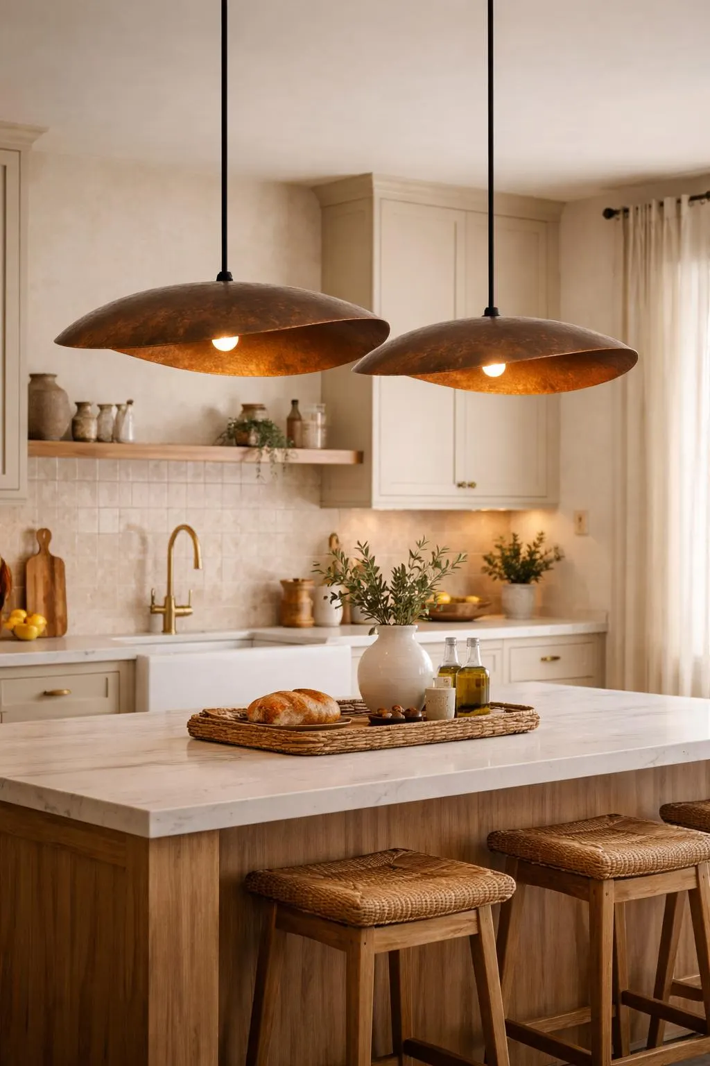 Handmade Moroccan Copper Pendant Light – Rustic Boho Ceiling Lamp