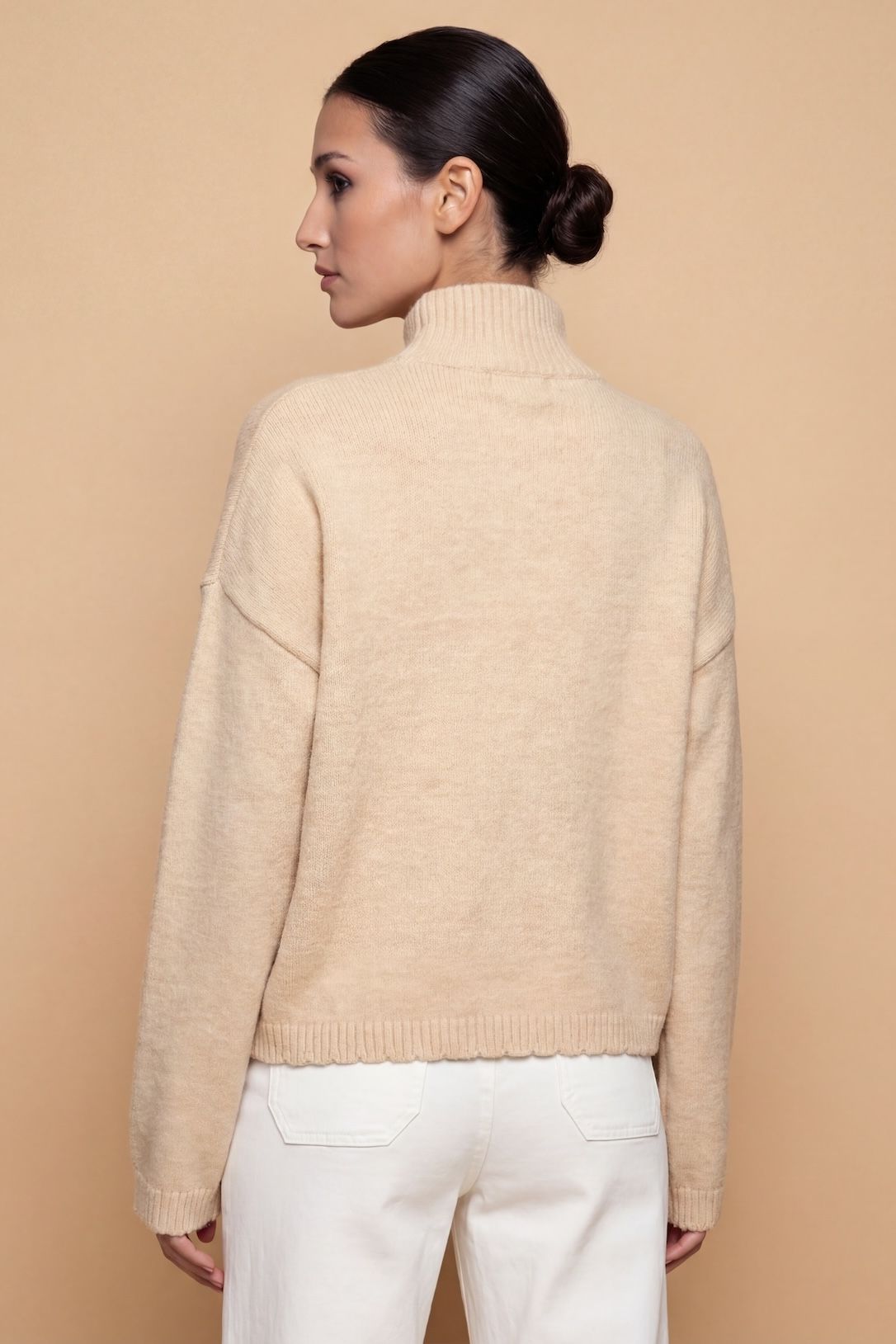 Little Mistress Oatmeal Knit Keyhole Top