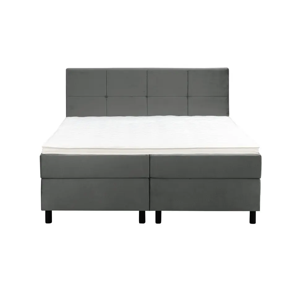 Boxspring Liv geblokt - grijs - 180x200 cm - ronde poot