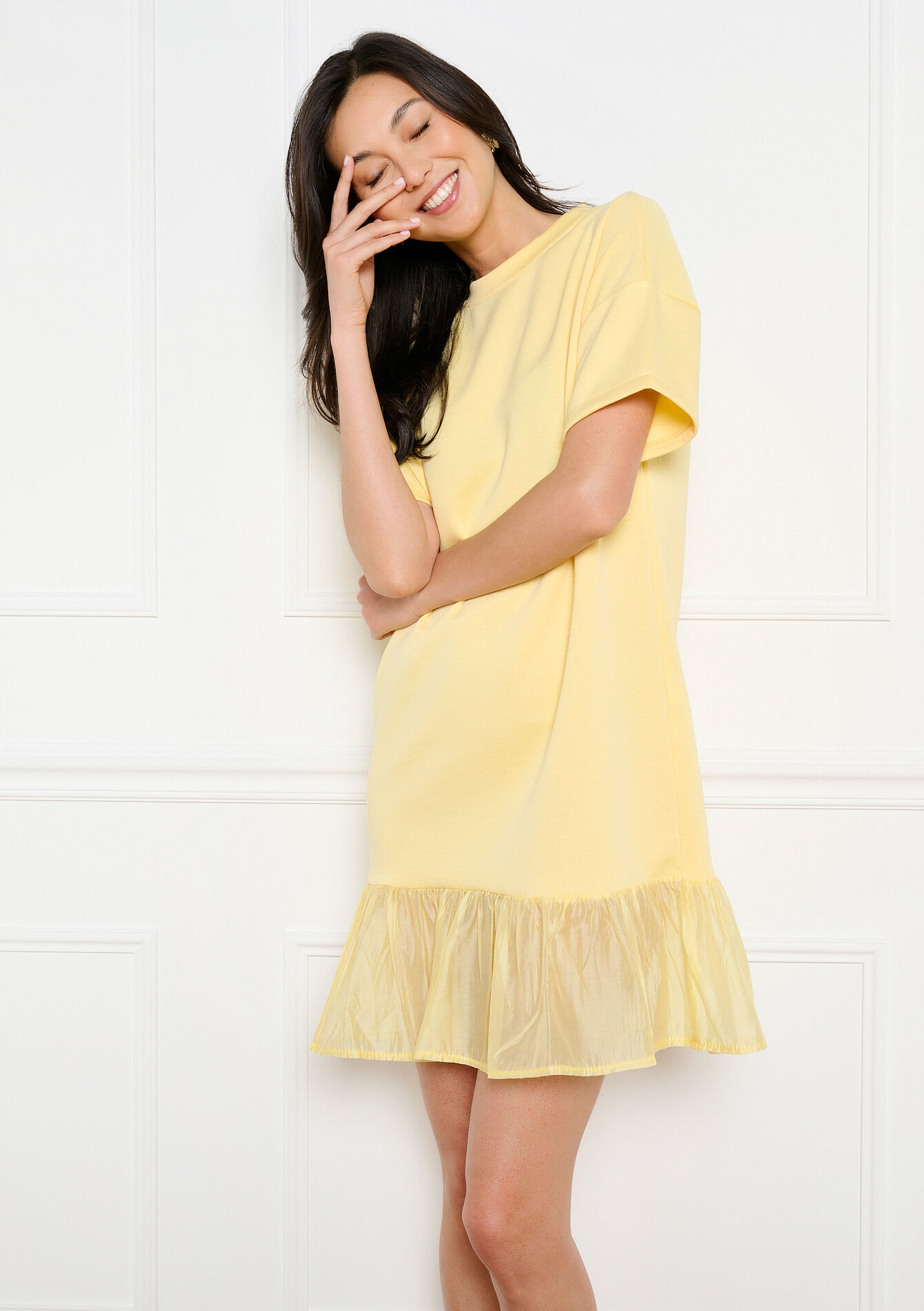 Mini jurk met volantzoom