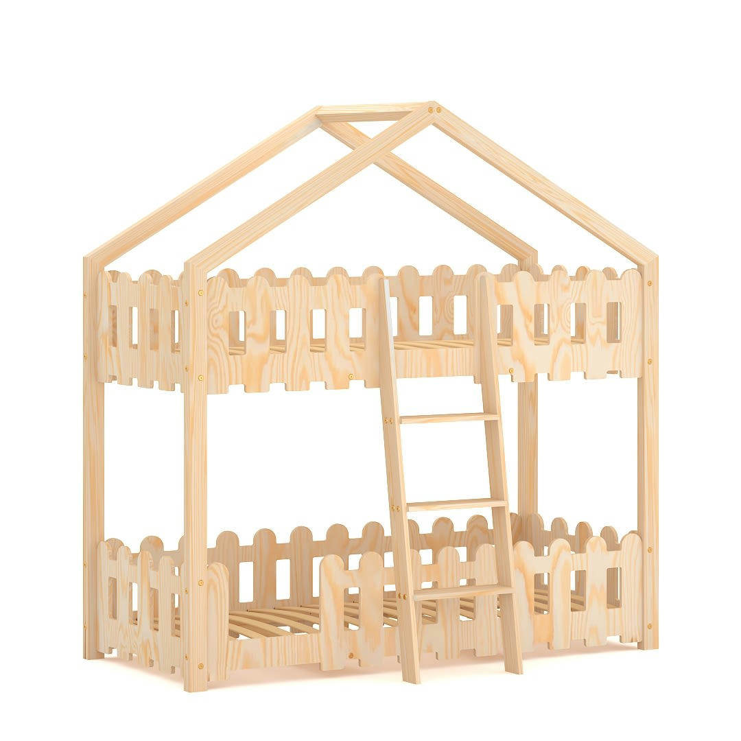 - Lit superposé en contreplaqué de pin 190x90 naturel