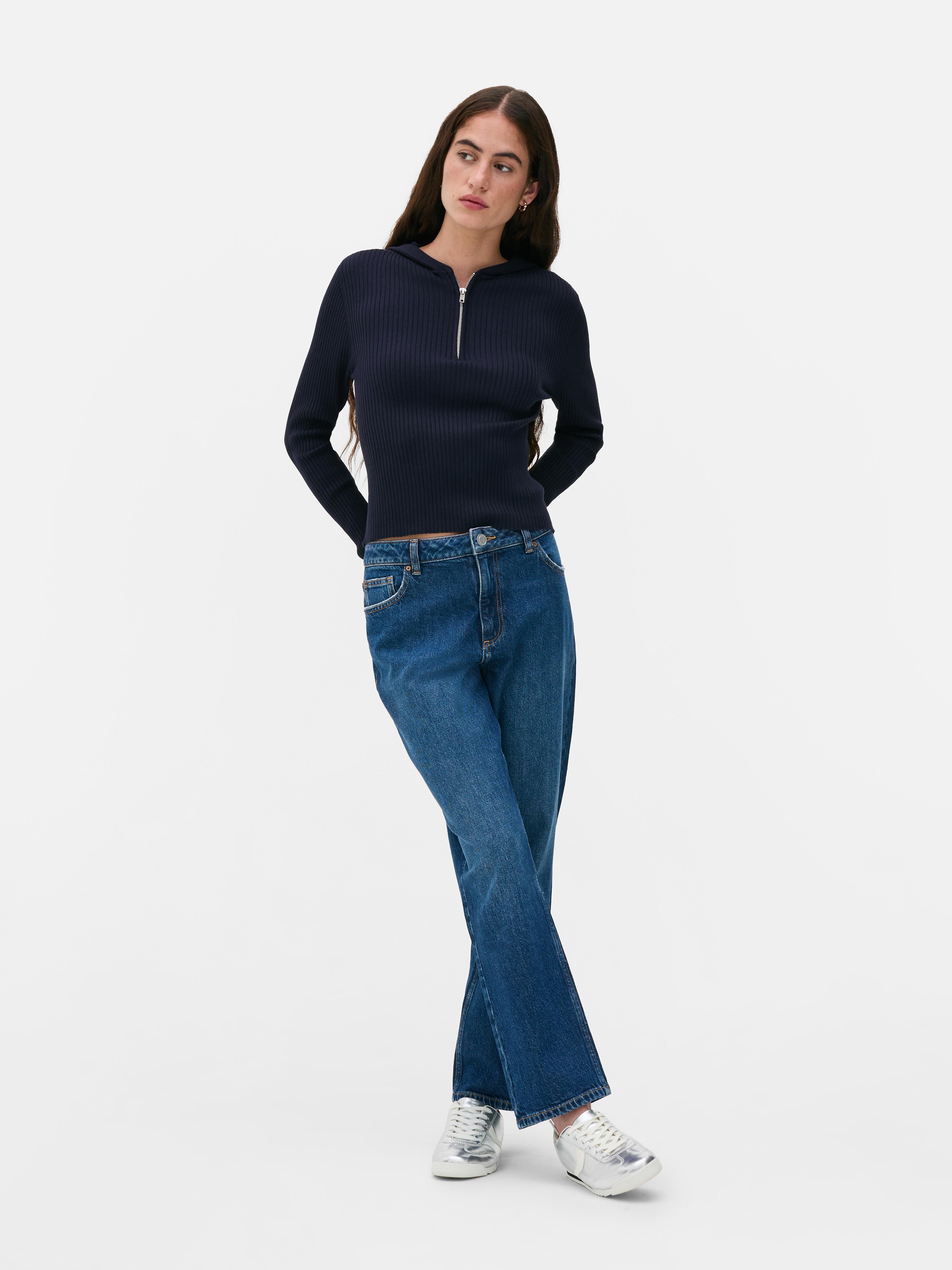 Ribbed Half-Zip Hoodie