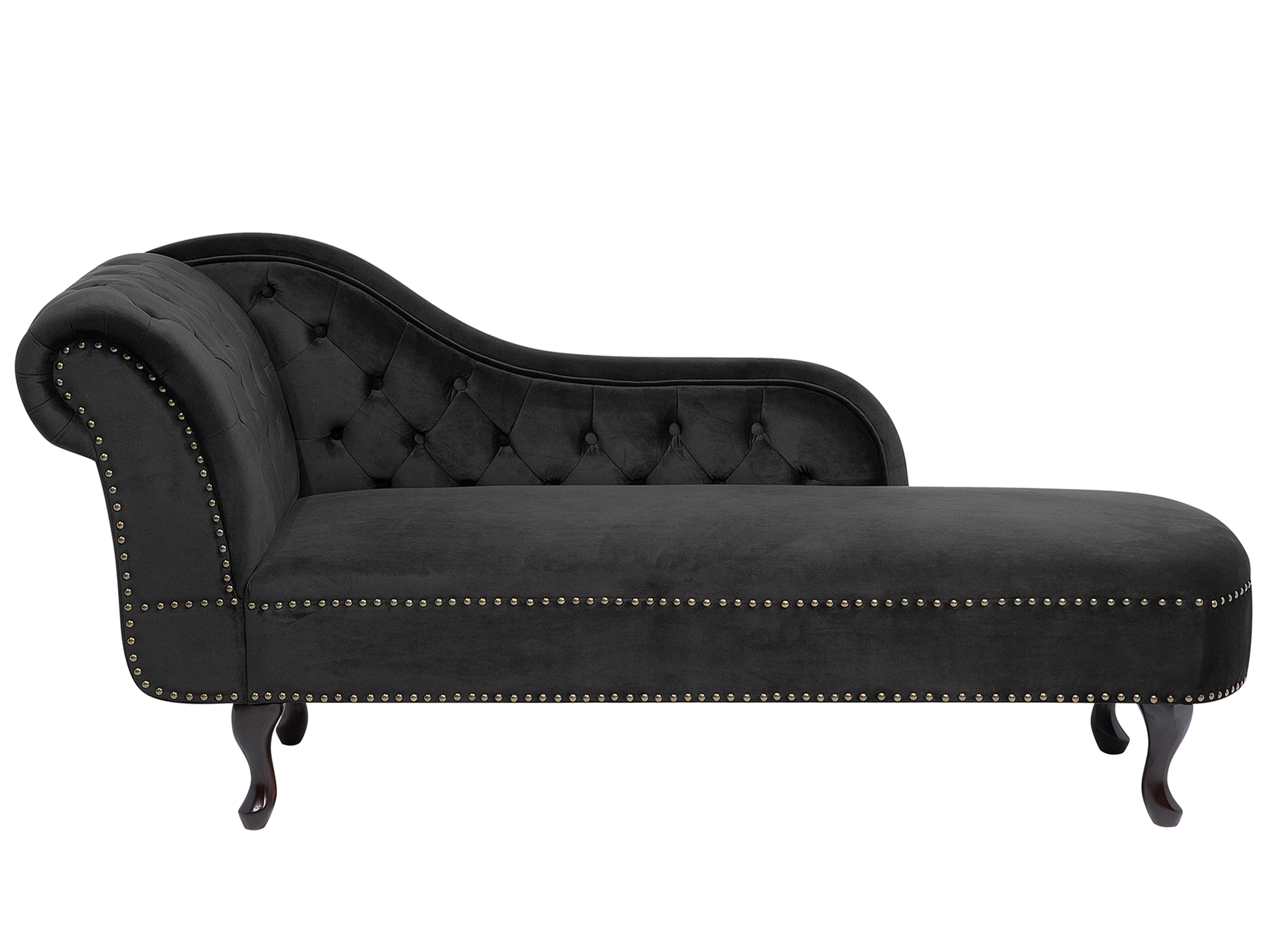 Left-Hand Chaise Longue NIMES Velvet Black