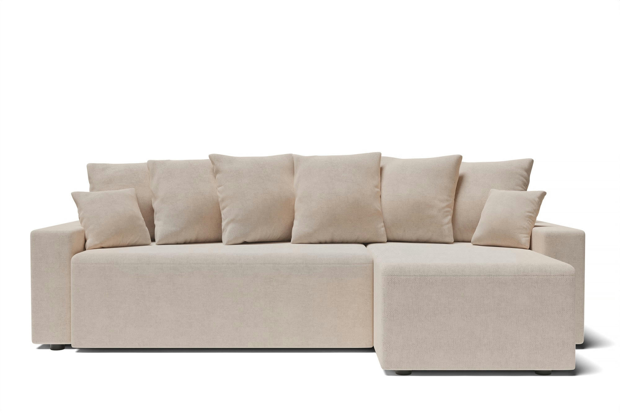 ALMA - Canapé d'angle convertible en tissu 4 places beige