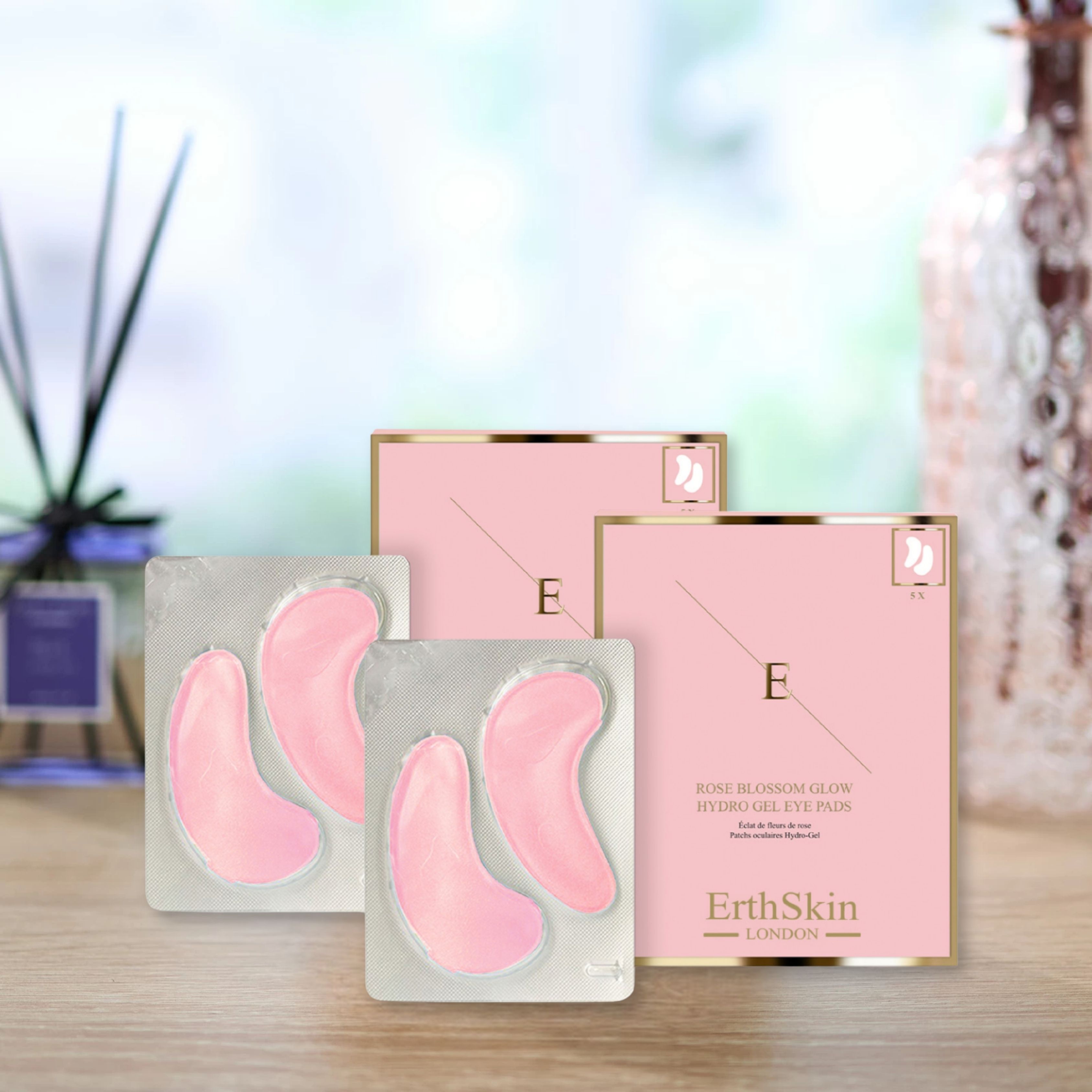 Erth Skin London 2x Rose Blossom Glow Hydro-Gel Eye Pads 5 X 2