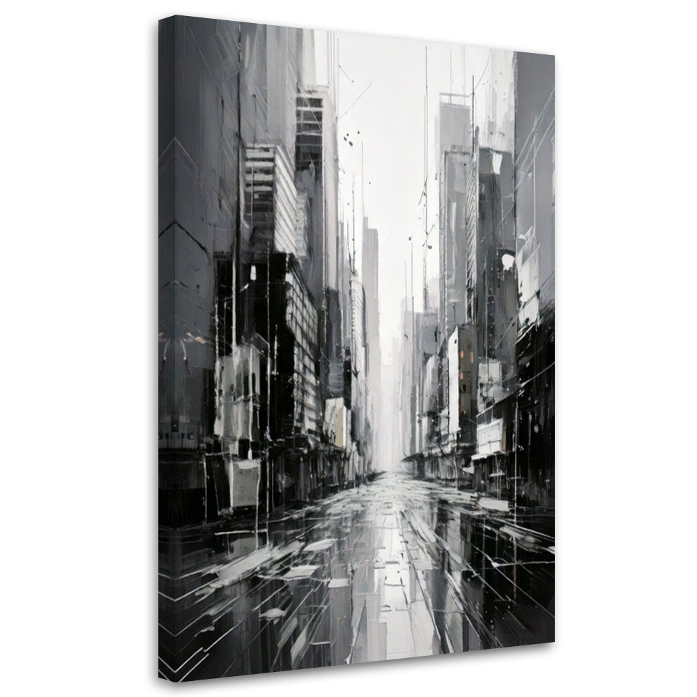 Feeby Obraz do salonu, Miasto Ulica Nowoczesna Abstrakcja Szara 40x60