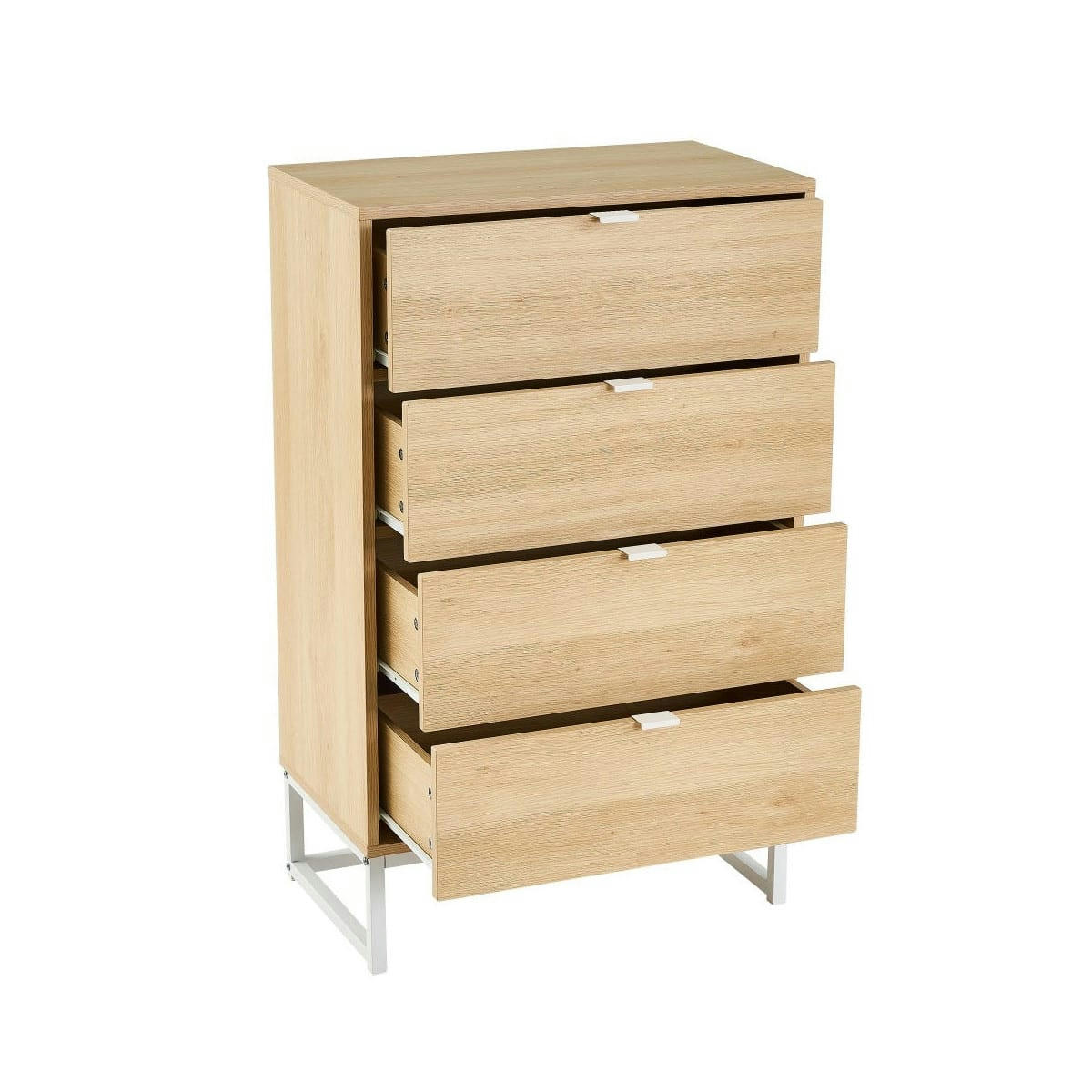 - Commode bois et métal blanc 4 tiroirs 60x35x97,5cm