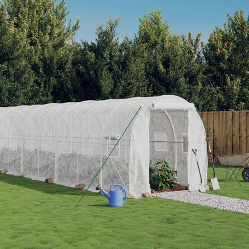 NNEVL Greenhouse with Steel Frame White 36 m&sup2; 18x2x2 m