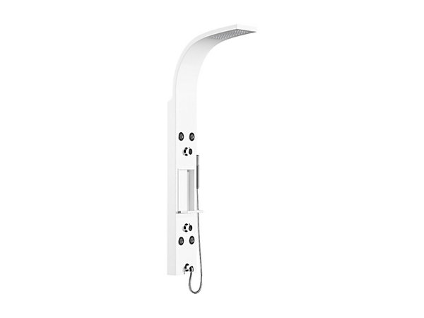 Colonne de douche hydromassante avec étagère - Blanc mat - 20 x 140 cm - ROANA