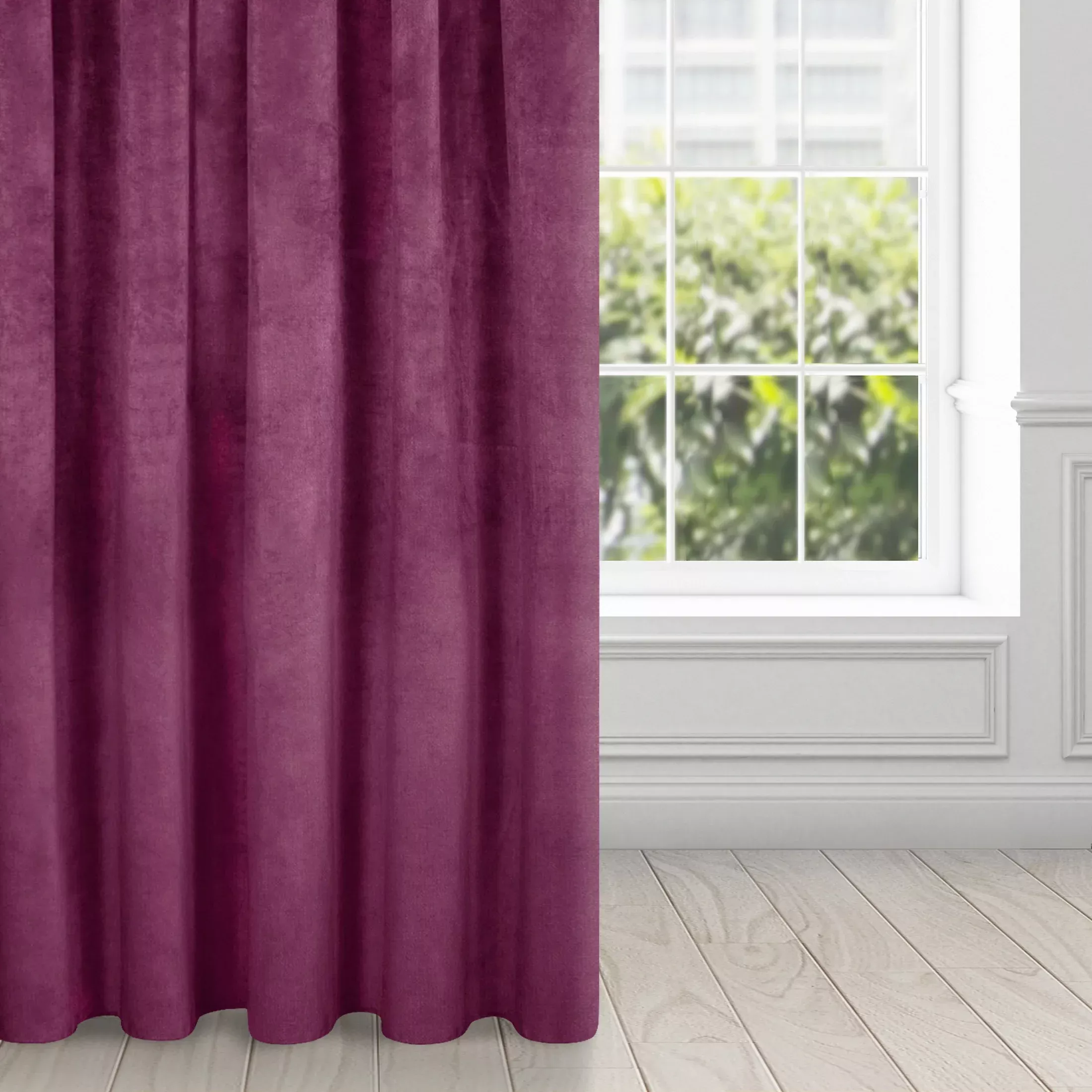 Zasłona ciemnofioletowa z ekskluzywnego aksamitnego welwetu 290 g/m2 140x270 cm taśma - RIA - Diva Line