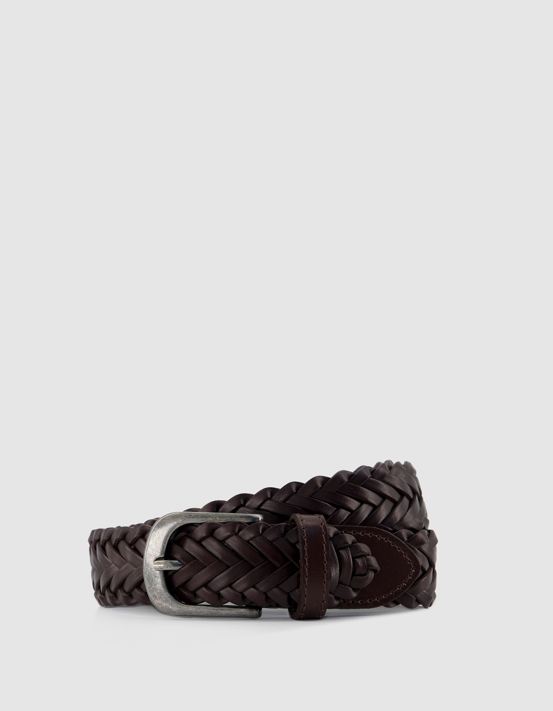 Ceinture marron cuir tressé Homme