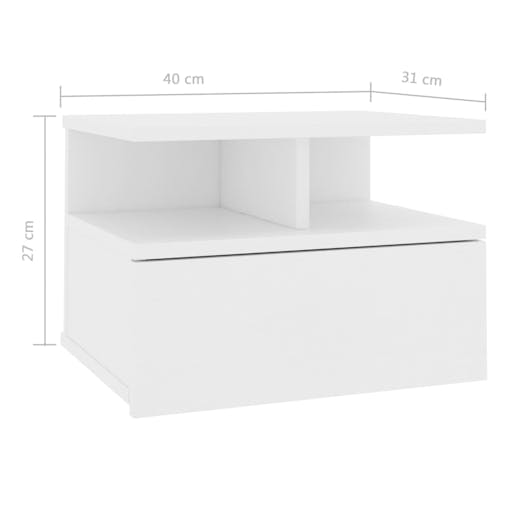 NNEVL Floating Nightstand White 40x31x27 cm Chipboard