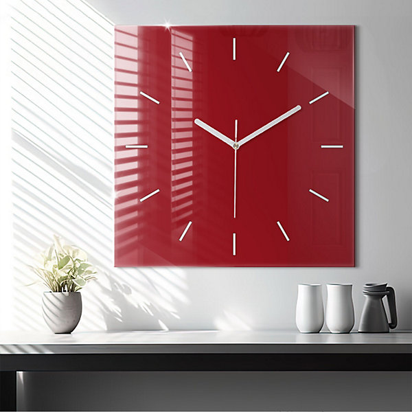 Horloge murale Wallfluent 60x60 cm Aiguilles blanches Rouge 1 pcs