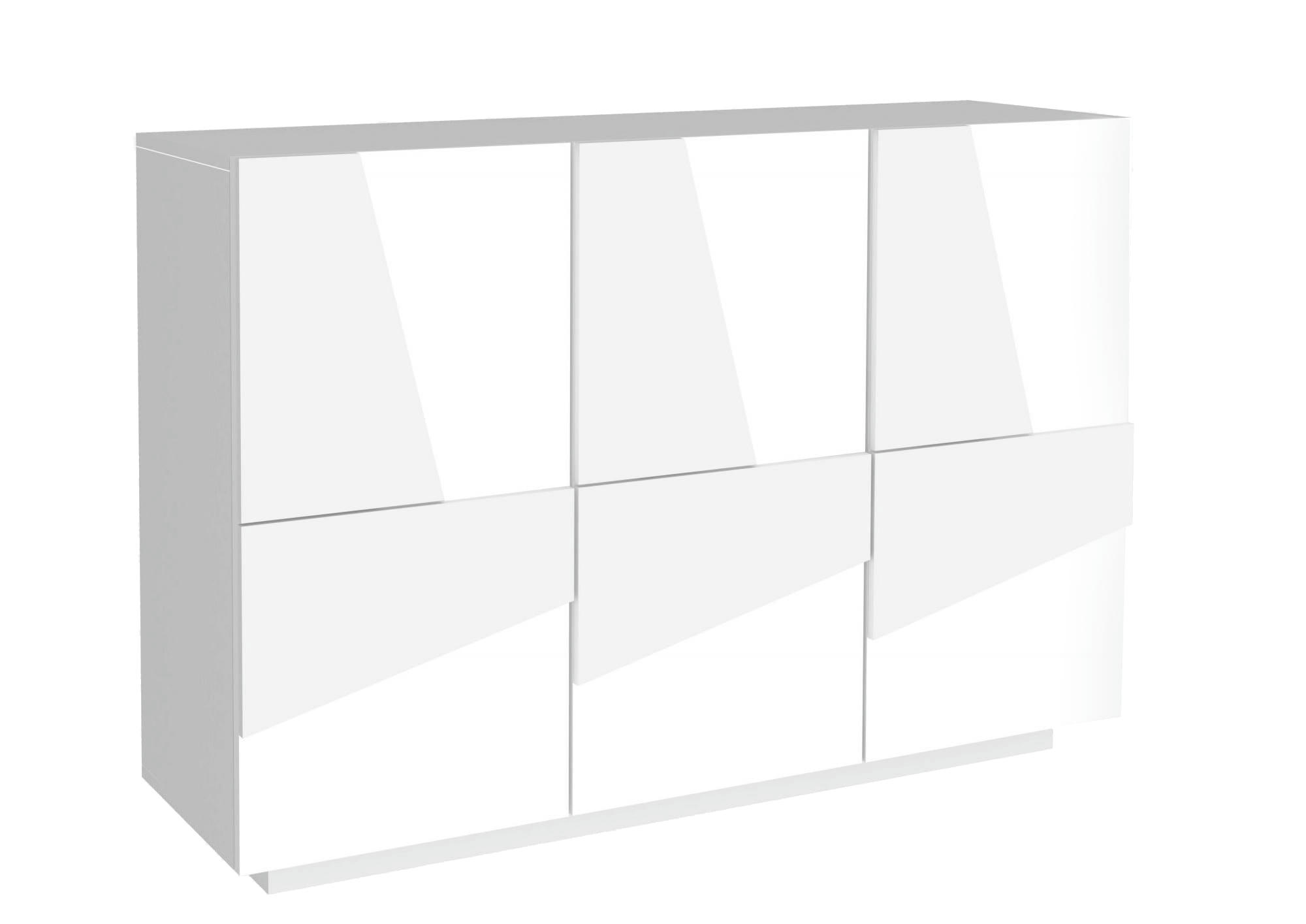 DCIRCAT - Meuble d'entrée effet bois blanc brillant 121x38h86 cm